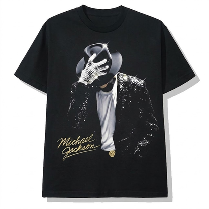 Oversized Black Michael Jackson T-Shirt – Portrait & Gold Signature