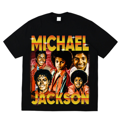 Oversized Black Michael Jackson T-Shirt – Portrait & Gold Signature