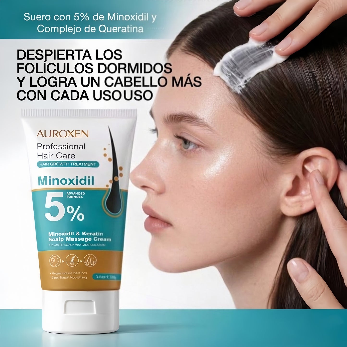 Crema para el crecimiento del cabello AUROXEN con 5% de minoxidil
