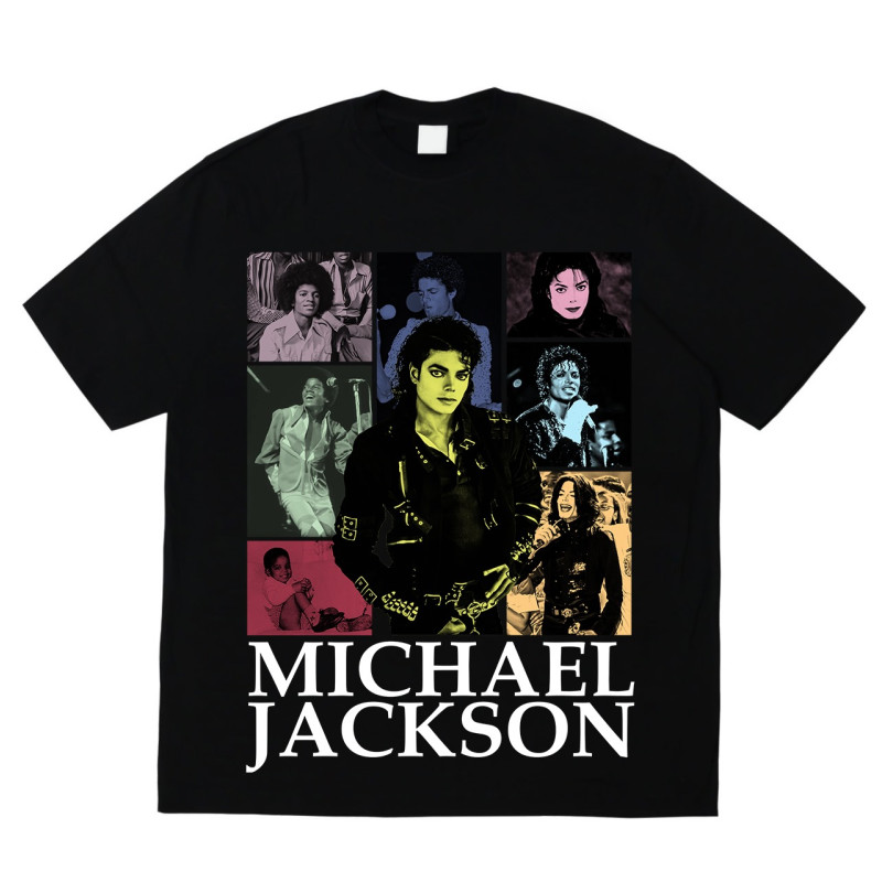 Oversized Black Michael Jackson T-Shirt – Portrait & Gold Signature