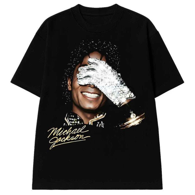 Oversized Black Michael Jackson T-Shirt – Portrait & Gold Signature
