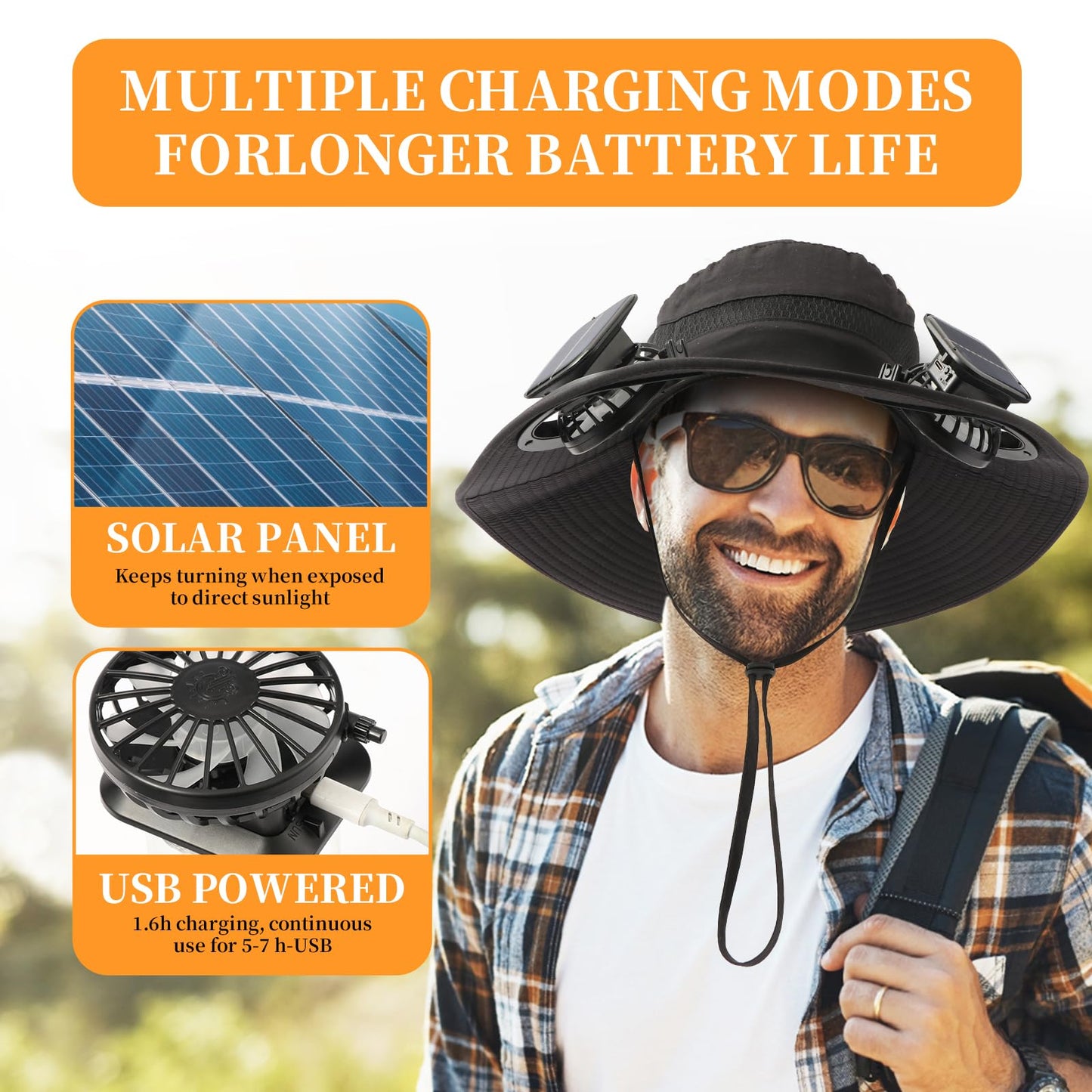 AUROXEN ☀️ Sombrero solar con doble ventilador UPF 50+
