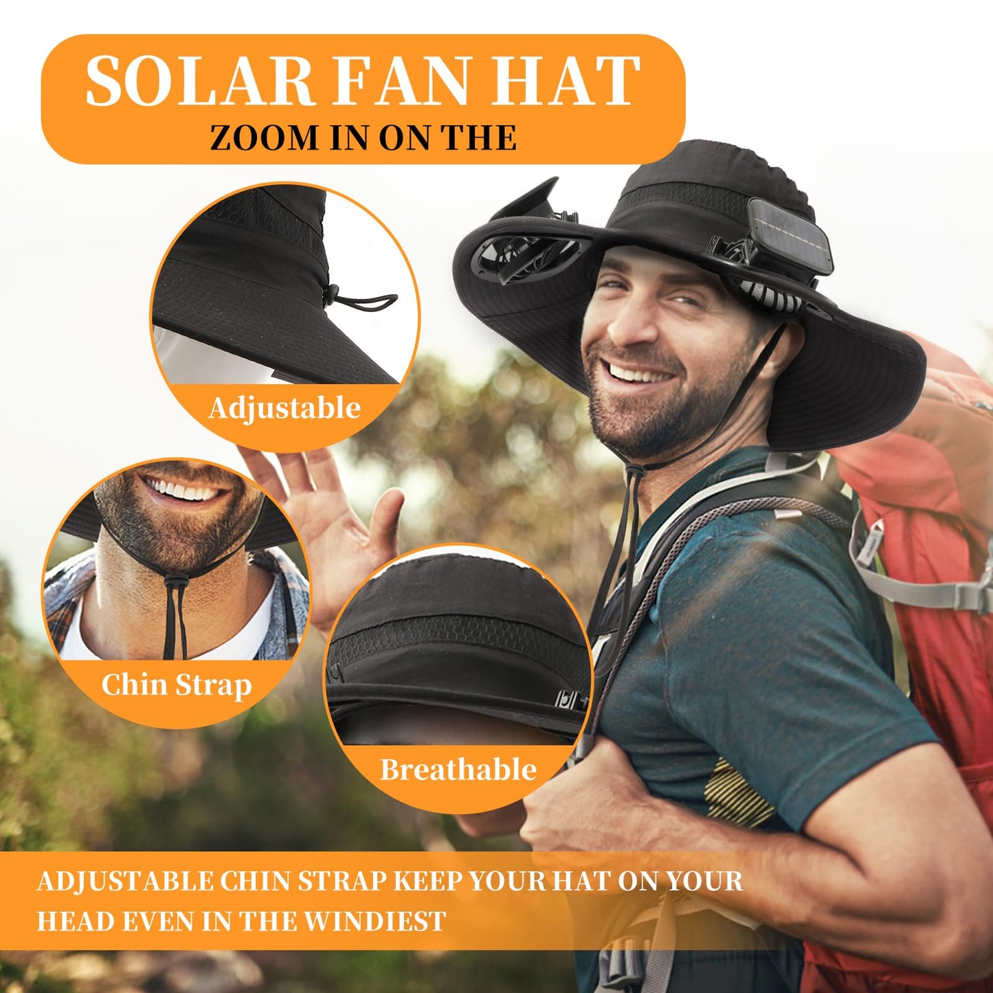 AUROXEN ☀️ Sombrero solar con doble ventilador UPF 50+