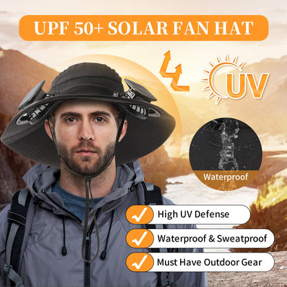 AUROXEN ☀️ Sombrero solar con doble ventilador UPF 50+