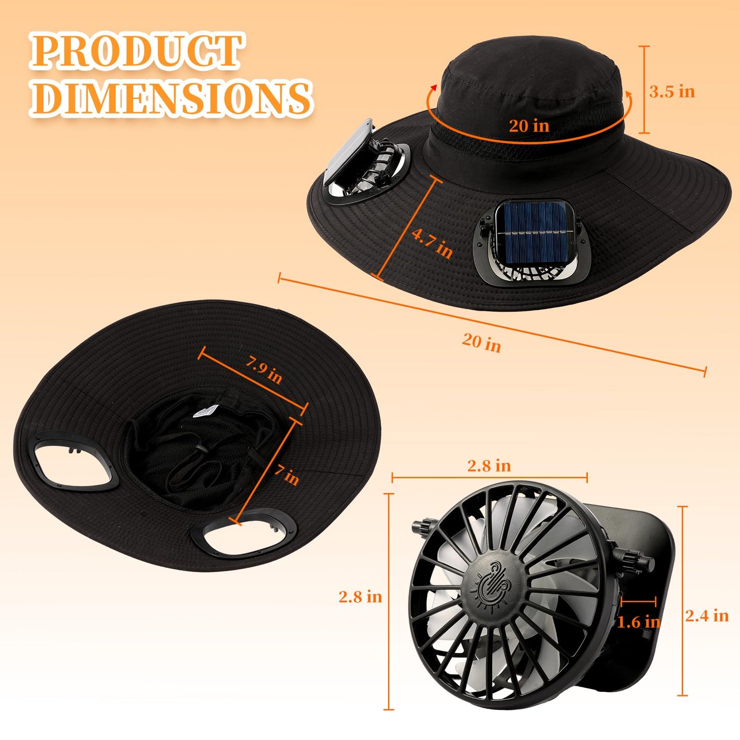 AUROXEN ☀️ Sombrero solar con doble ventilador UPF 50+