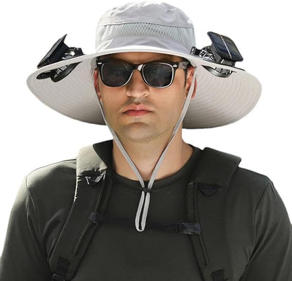 AUROXEN ☀️ Sombrero solar con doble ventilador UPF 50+