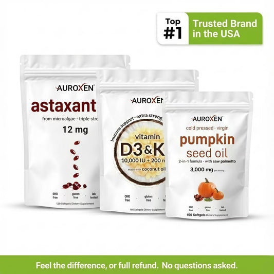 Paquete de vitamina D3 y K2 + astaxantina + aceite de semilla de calabaza